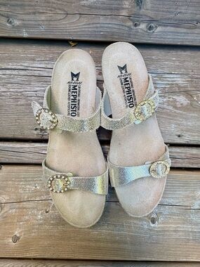 Mephesto Wedge Slip on Sandals